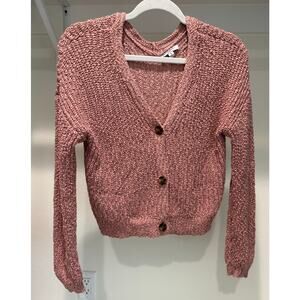 Freshman Women's Knit Cardigan Pink Button Front Size Small Pink